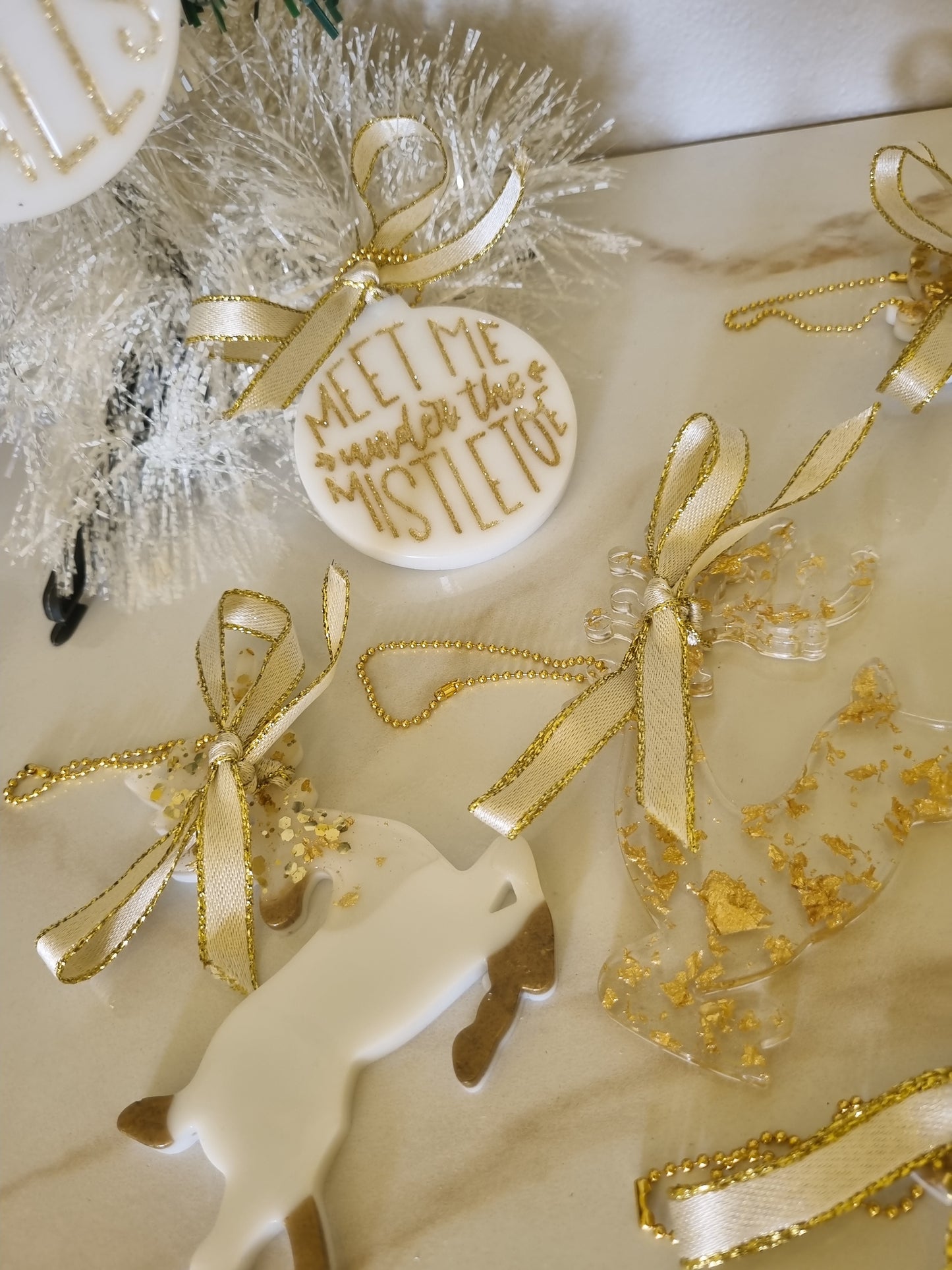 .Gold Christmas Ornaments