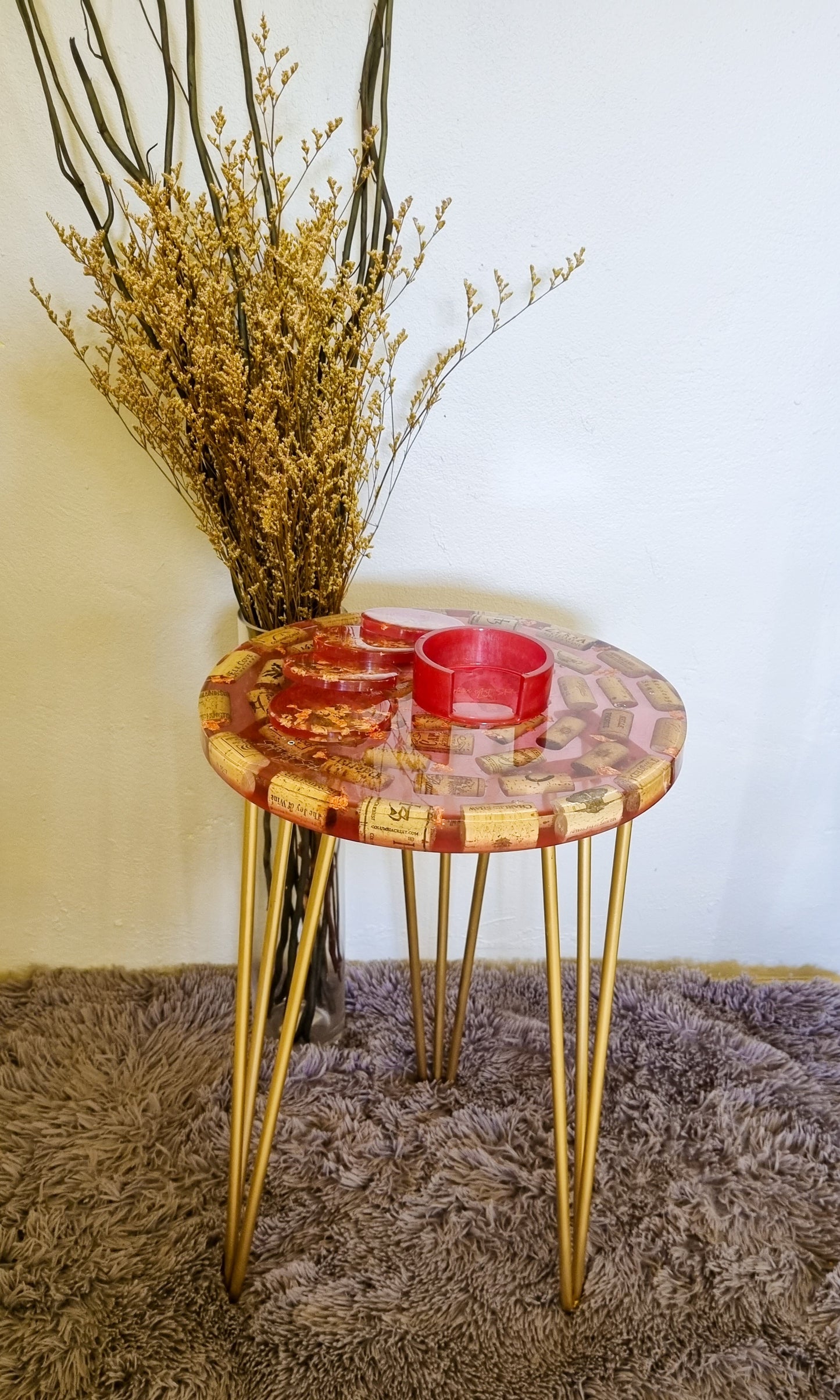 Cork Accent Table and Coaster Set