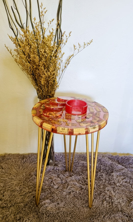 Cork Accent Table and Coaster Set