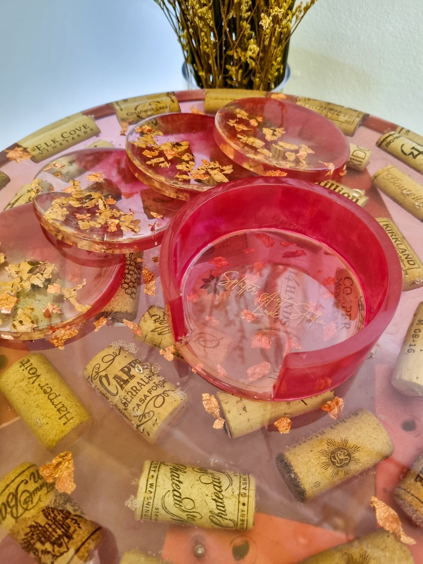 Cork Accent Table and Coaster Set