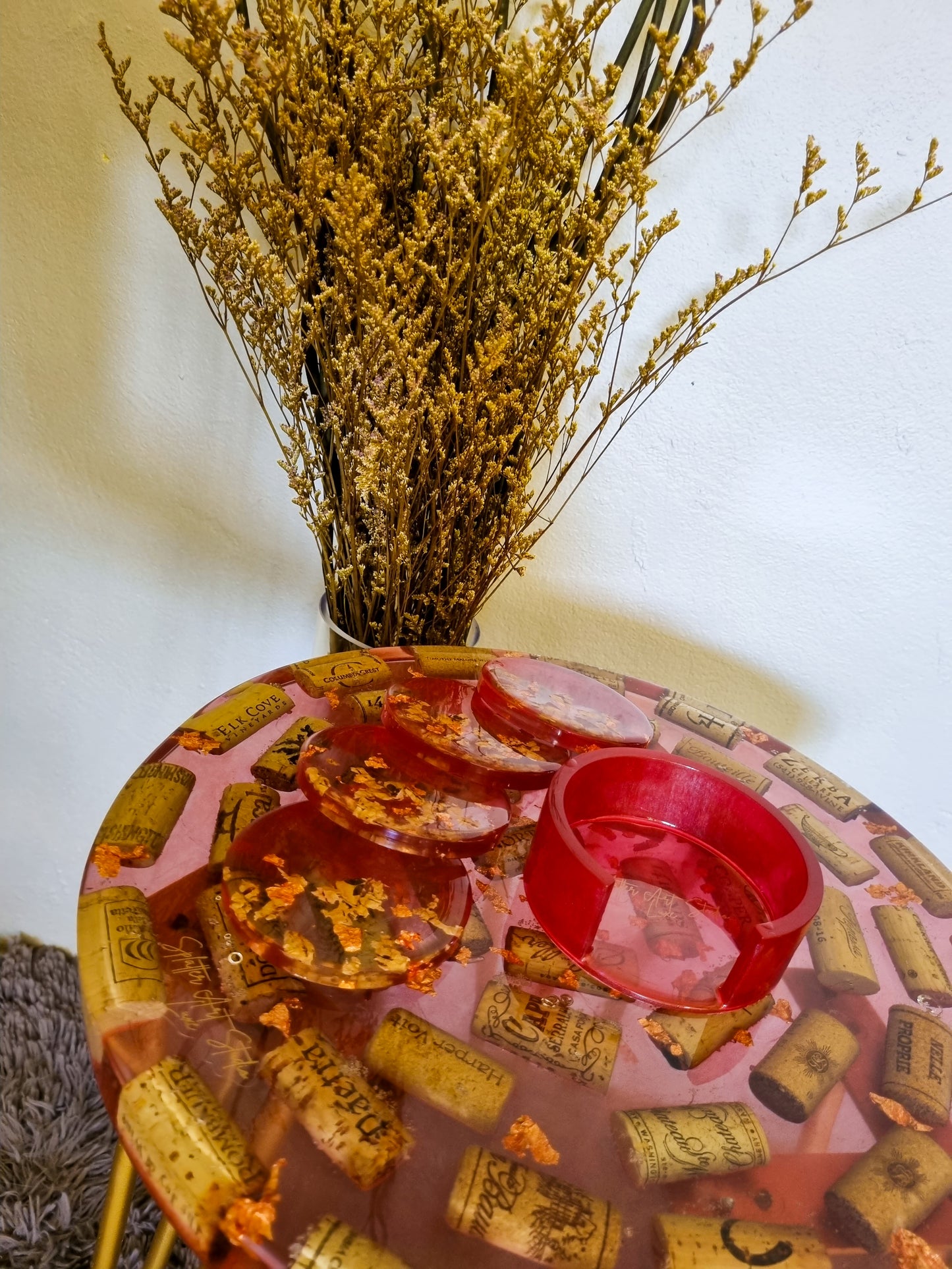 Cork Accent Table and Coaster Set