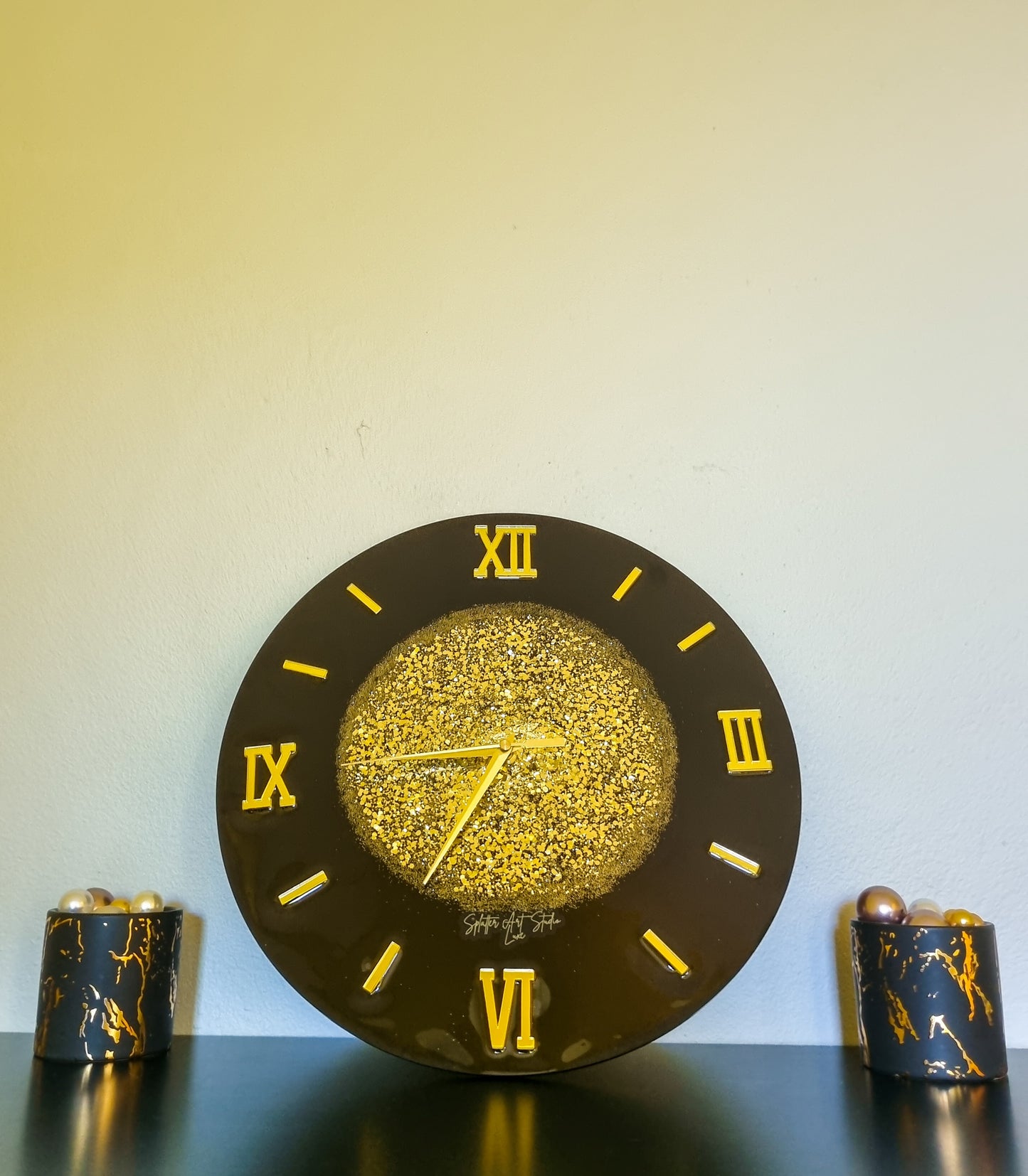 Mirrored Numeral Glittered Clock