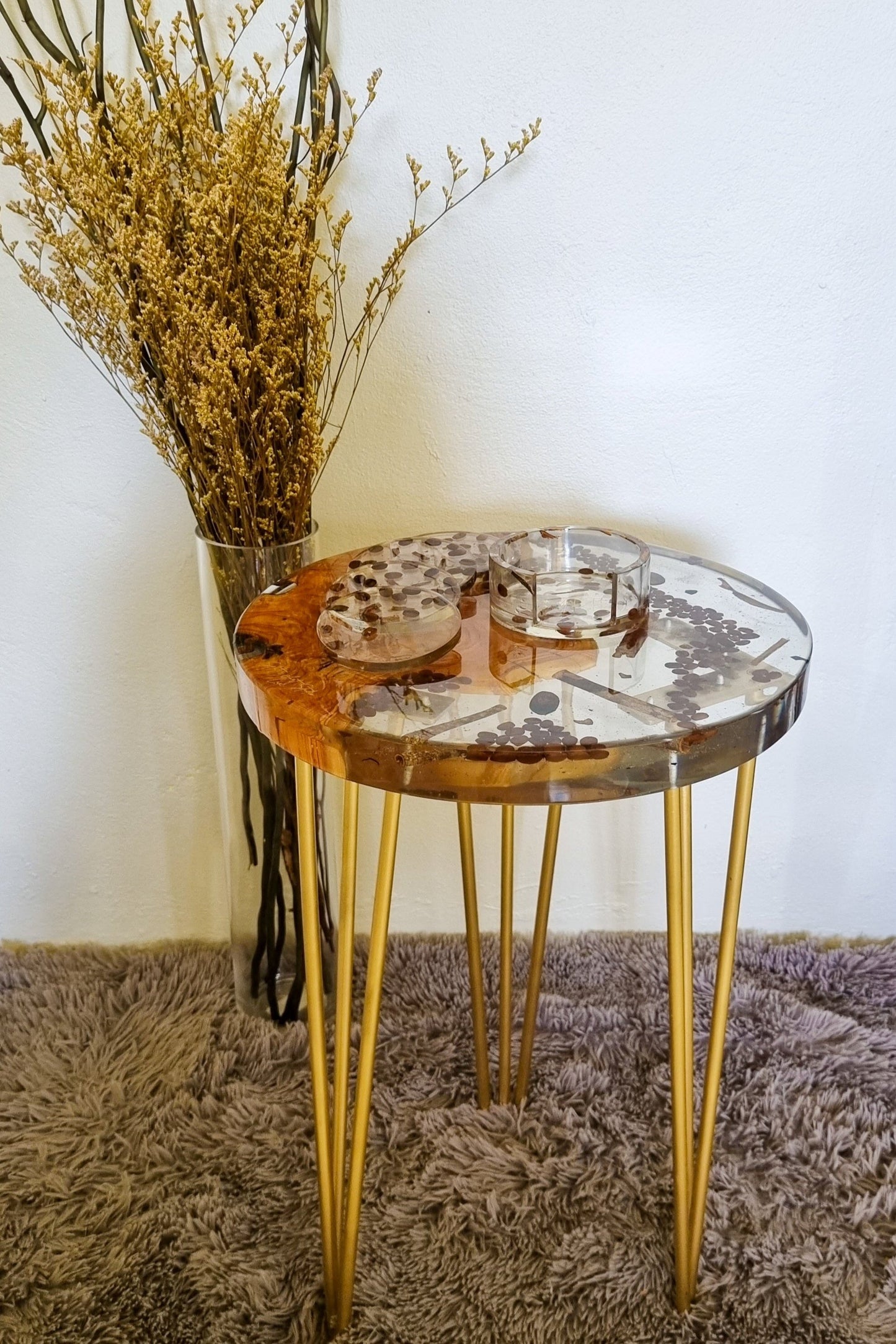 Coffee Accent Table & Coaster Set