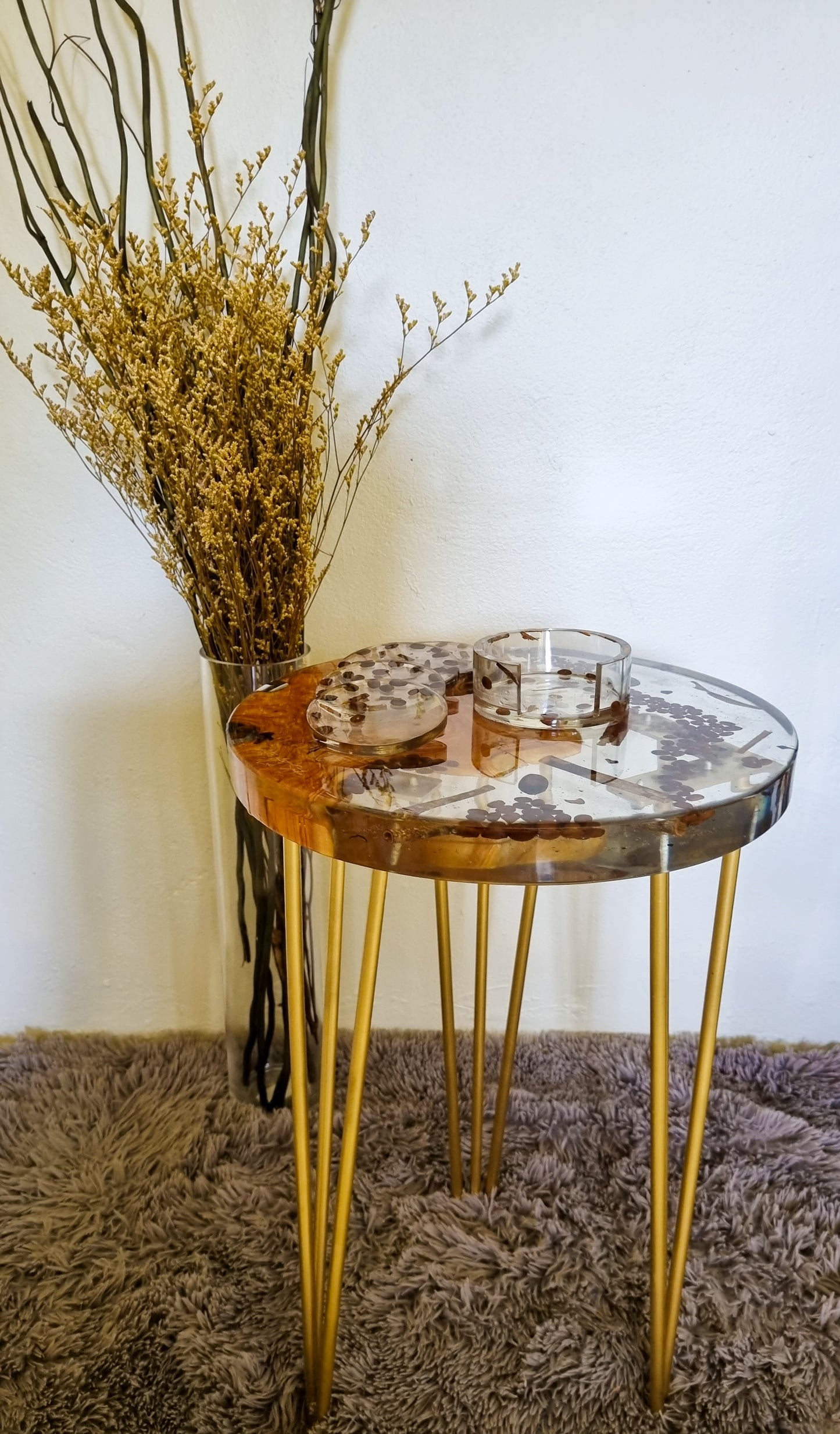 Coffee Accent Table & Coaster Set