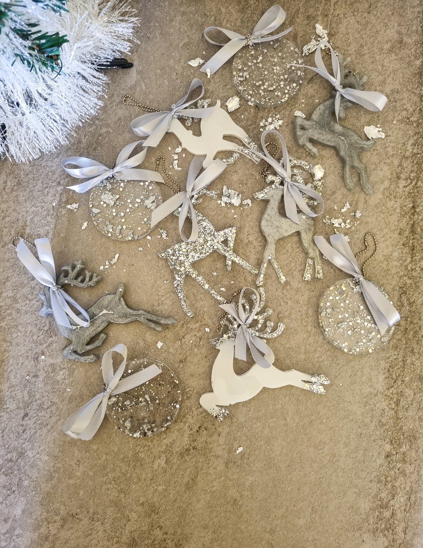 .Silver Christmas Ornaments