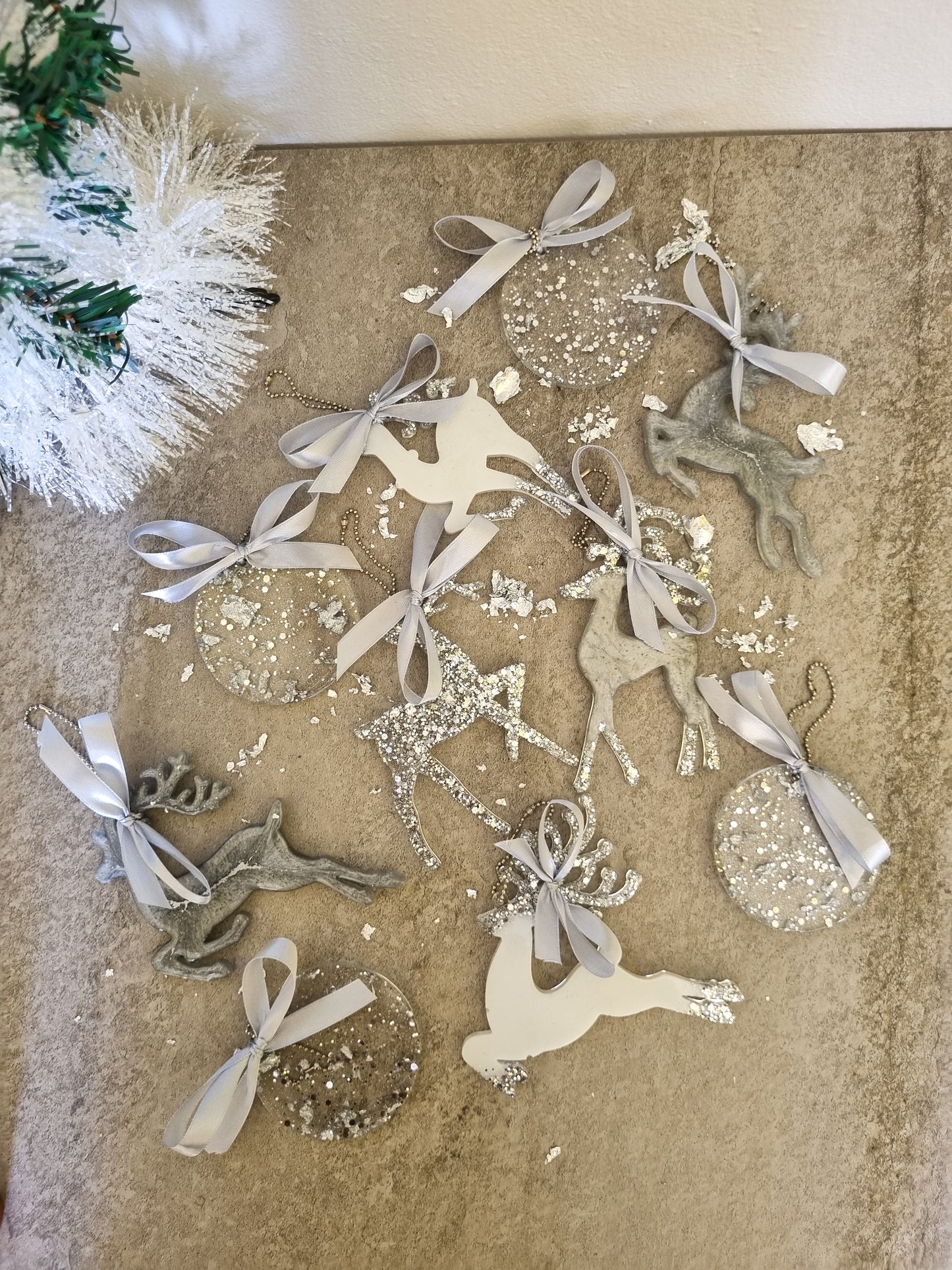 .Silver Christmas Ornaments