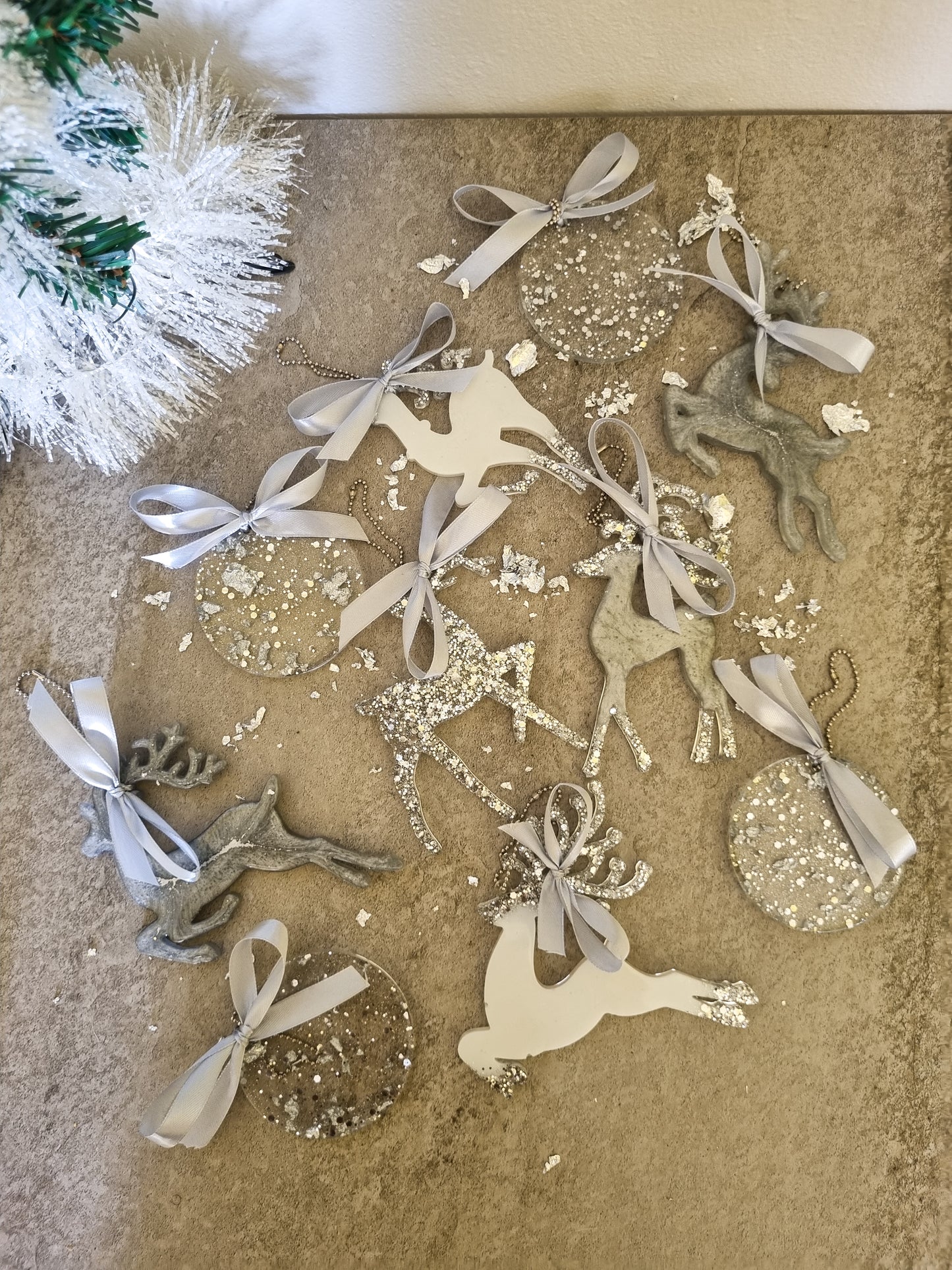 .Silver Christmas Ornaments